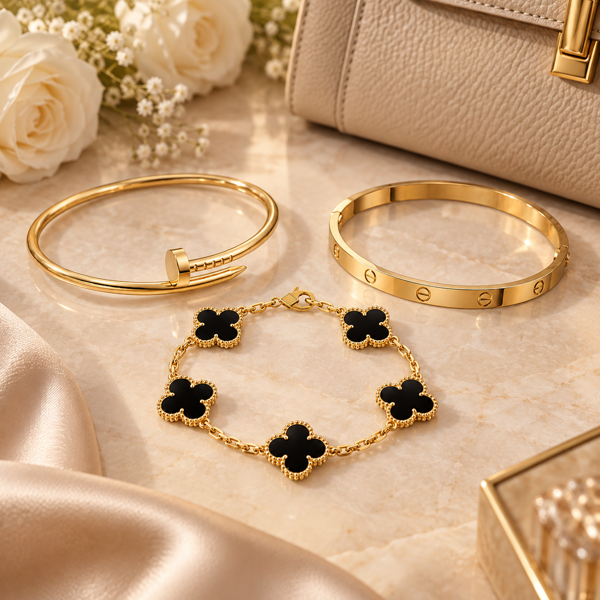 [Lora]Clover & Juste & Lover  Bracelet Stack Set