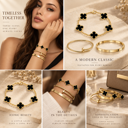 [Lora]Clover & Juste & Lover  Bracelet Stack Set