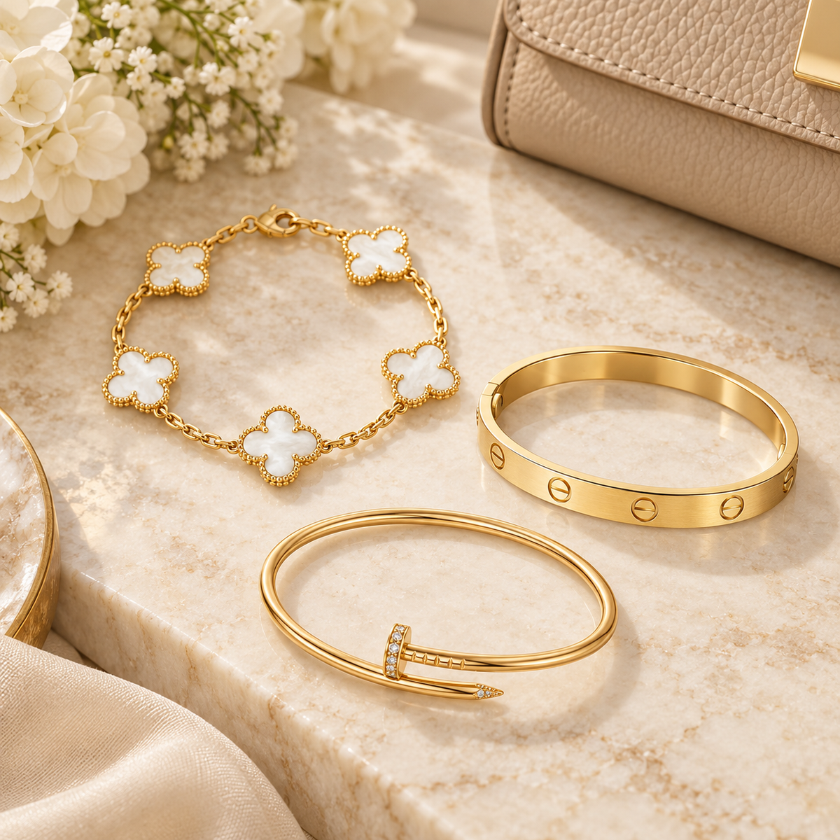 [Lora]Clover & Lover & Juste Bracelet Stack Set
