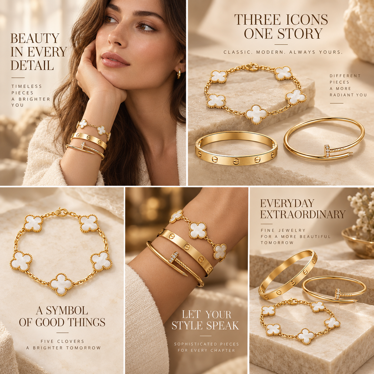 [Lora]Clover & Lover & Juste Bracelet Stack Set