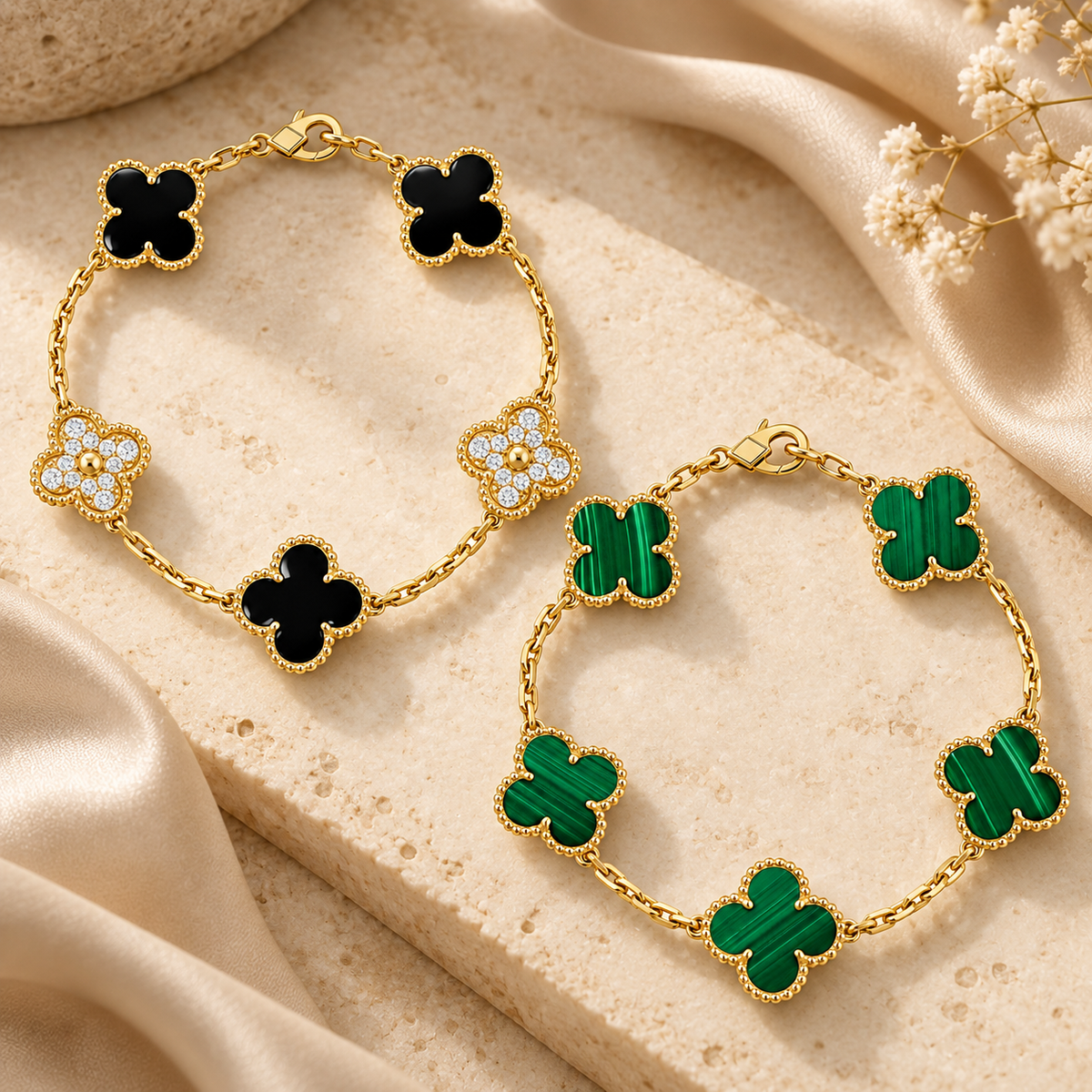 [Lora]Clover 5 Motifs  Duo Bracelet Stack Set
