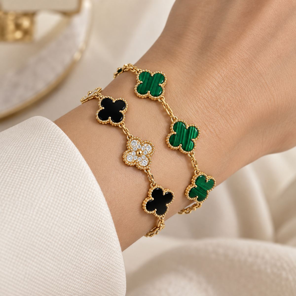 [Lora]Clover 5 Motifs  Duo Bracelet Stack Set