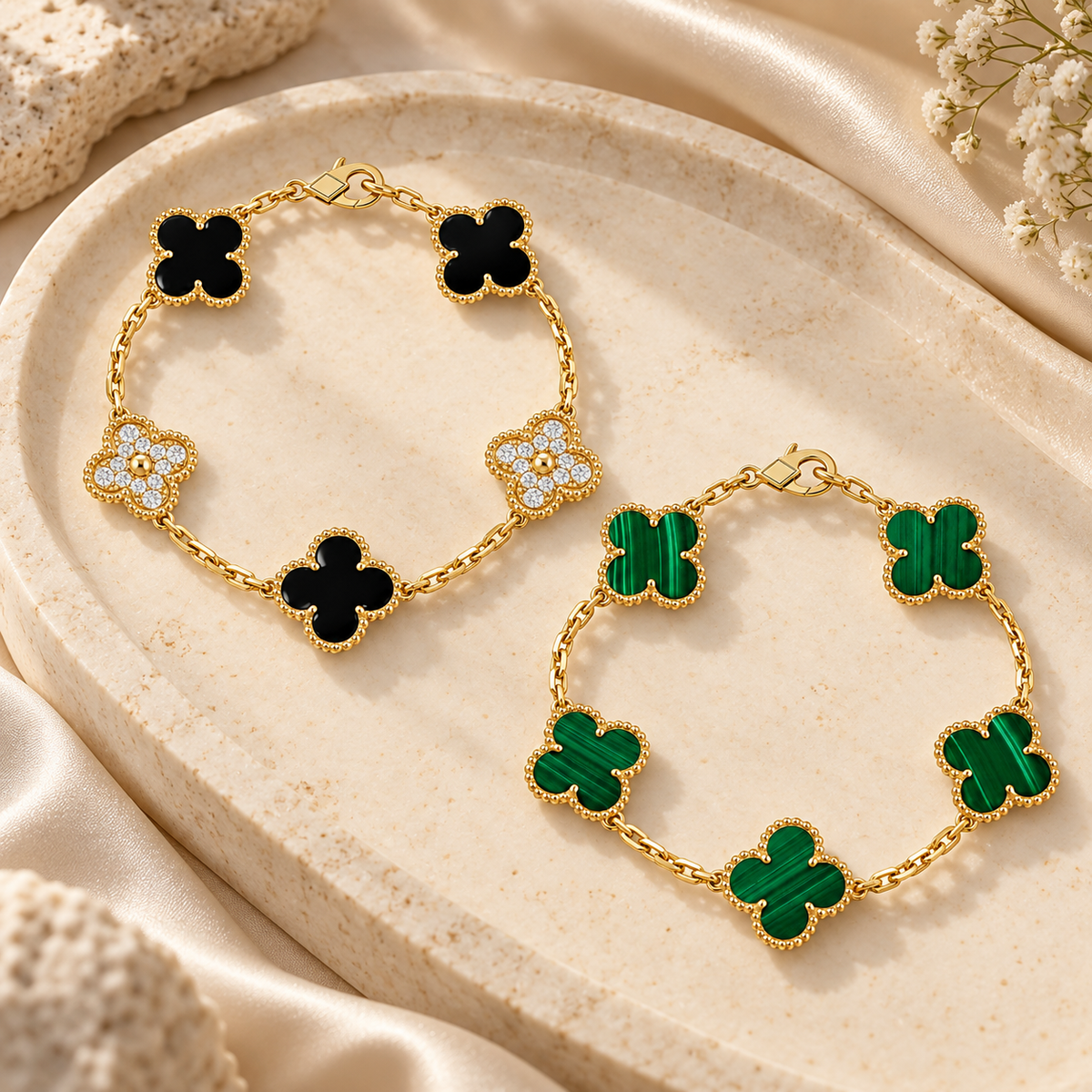 [Lora]Clover 5 Motifs  Duo Bracelet Stack Set