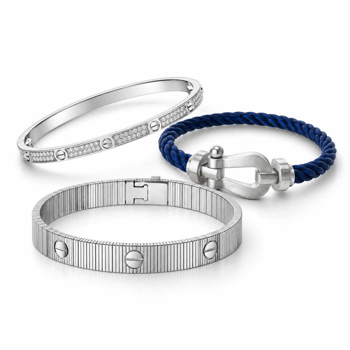 [Lora]Love & Force Large Horseshoe Trio Bracelet Stack Set