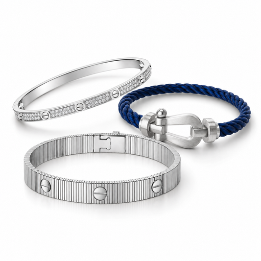 [Lora]Love & Force Large Horseshoe Trio Bracelet Stack Set