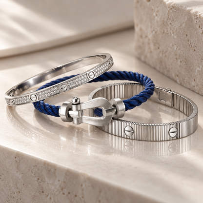 [Lora]Love & Force Large Horseshoe Trio Bracelet Stack Set