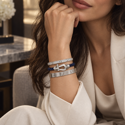 [Lora]Love & Force Large Horseshoe Trio Bracelet Stack Set