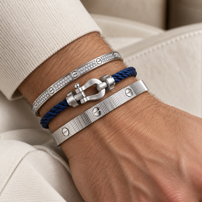 [Lora]Love & Force Large Horseshoe Trio Bracelet Stack Set