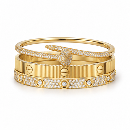 [Lora]Love & Juste Statement Bracelet Trio Stack Set