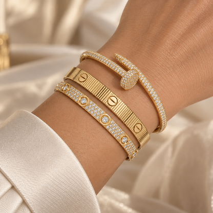 [Lora]Love & Juste Statement Bracelet Trio Stack Set