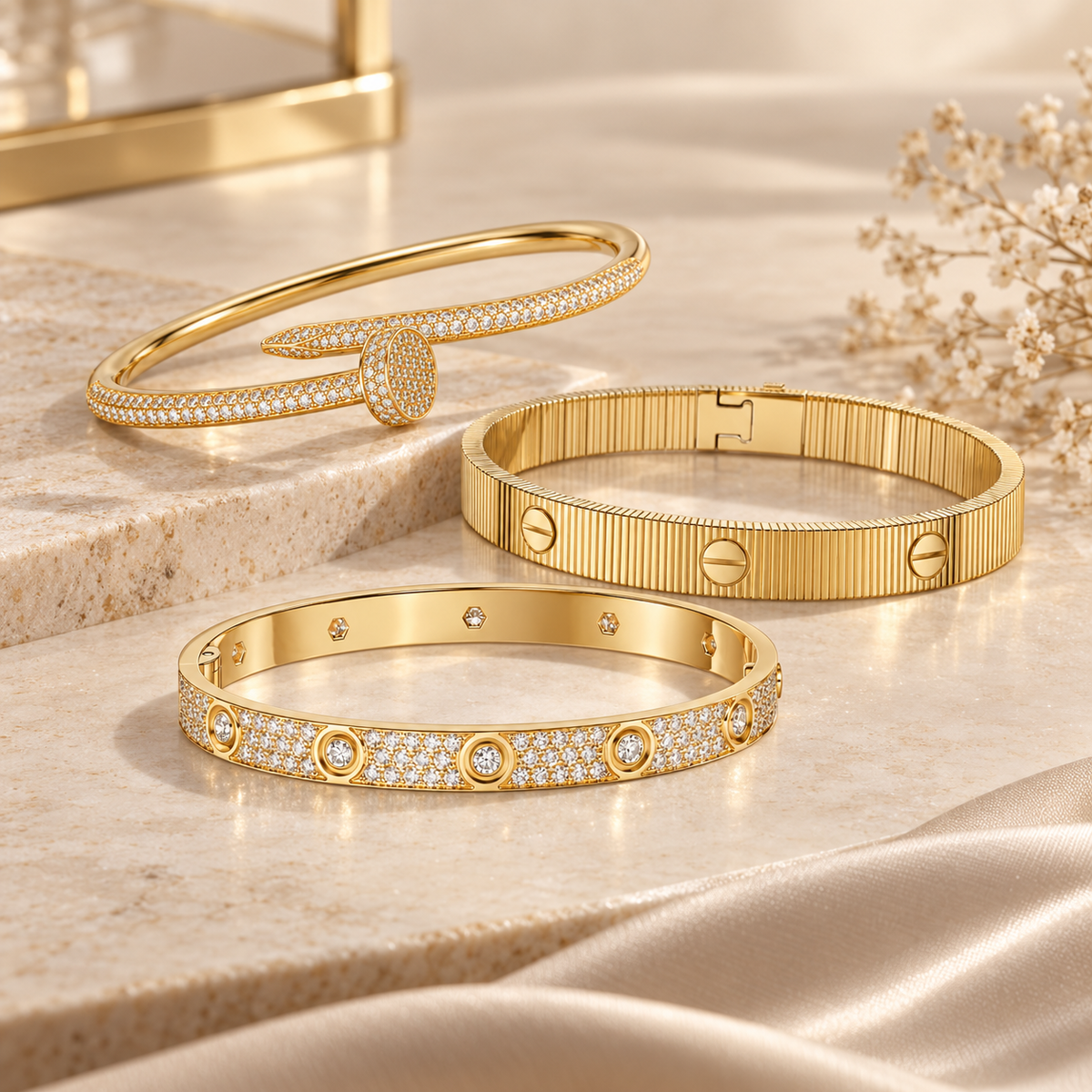 [Lora]Love & Juste Statement Bracelet Trio Stack Set