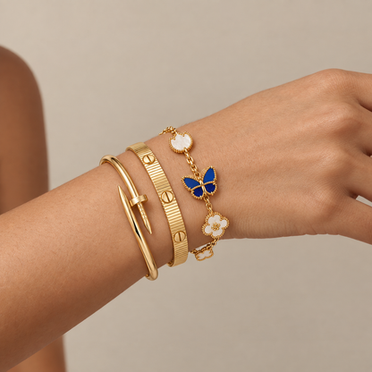 [Lora]Clover Lucky Spring & Love & Juste Garden 3-Piece  Bracelet Stack Set