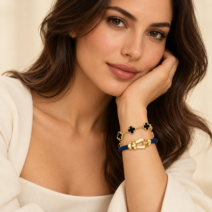 [Lora]Force Horseshoe & Clover 5 Motifs Bracelet Stack Set