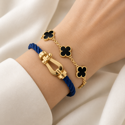 [Lora]Force Horseshoe & Clover 5 Motifs Bracelet Stack Set