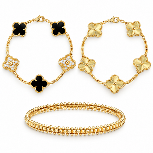 [Lora]Clover & Clash Bracelet 3-Piece Stack set