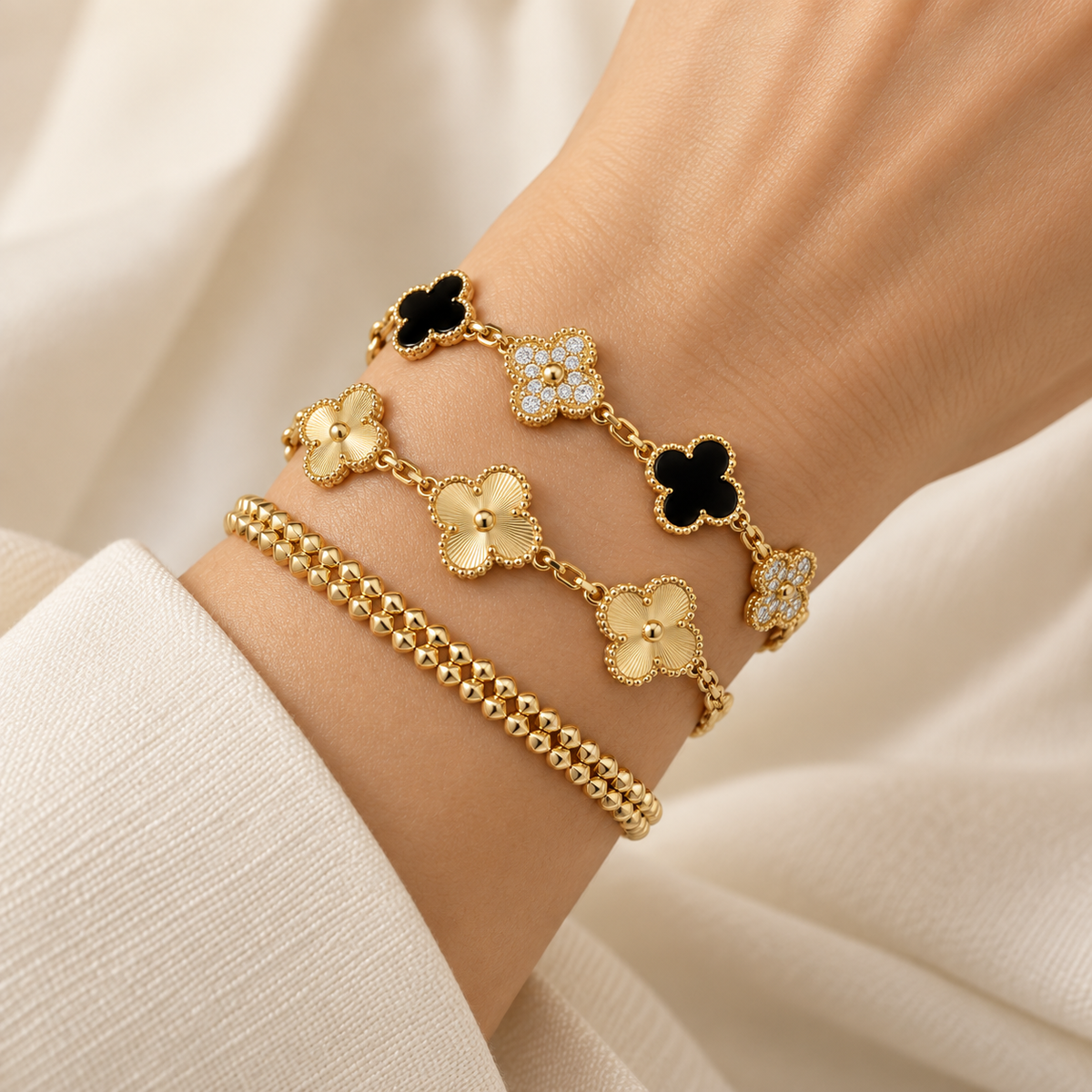 [Lora]Clover & Clash Bracelet 3-Piece Stack set