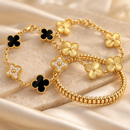 [Lora]Clover & Clash Bracelet 3-Piece Stack set