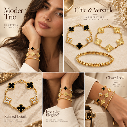 [Lora]Clover & Clash Bracelet 3-Piece Stack set