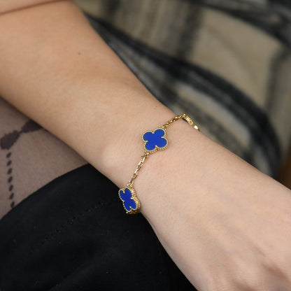 [LORA]CLOVER 5 MOTIFS BLUE AGATE BRACELET