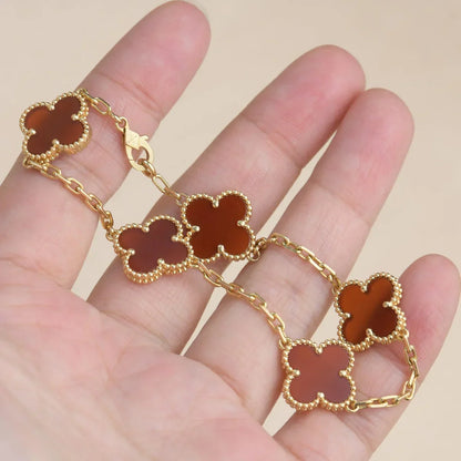 [Lora] CLOVER 5 MOTIF RED CORNELIAN BRACELET COLLECTION