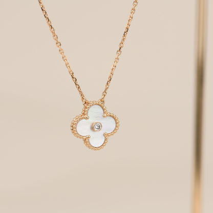 [LORA]CLOVER 15MM DIAMOND WHITE FRITILLARIA NECKLACE