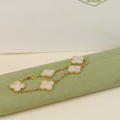 [LORA]CLOVER  5 MOTIF WHITE MOP BRACELET