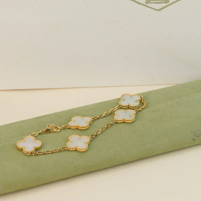 [Lora]CLOVER WHITE PEARL MOP 5 MOTIF BRACELET COLLECTION