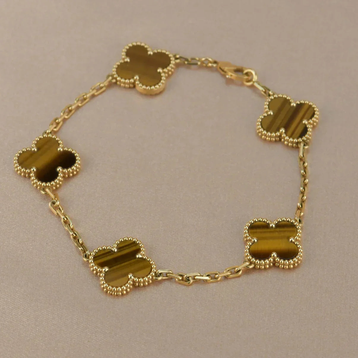 [Lora] CLOVER 5 MOTIFS TIGER EYE BRACELET COLLECTION