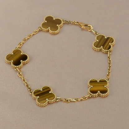 [Lora] CLOVER 5 MOTIFS TIGER EYE BRACELET COLLECTION