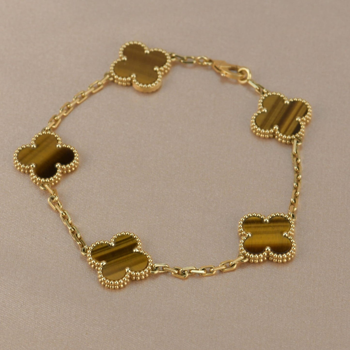 [LORA]CLOVER  5 MOTIFS TIGER EYE BRACELET