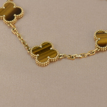 [LORA]CLOVER  5 MOTIFS TIGER EYE BRACELET