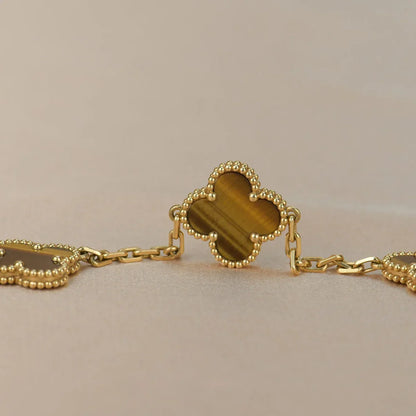 [Lora] CLOVER 5 MOTIFS TIGER EYE BRACELET COLLECTION