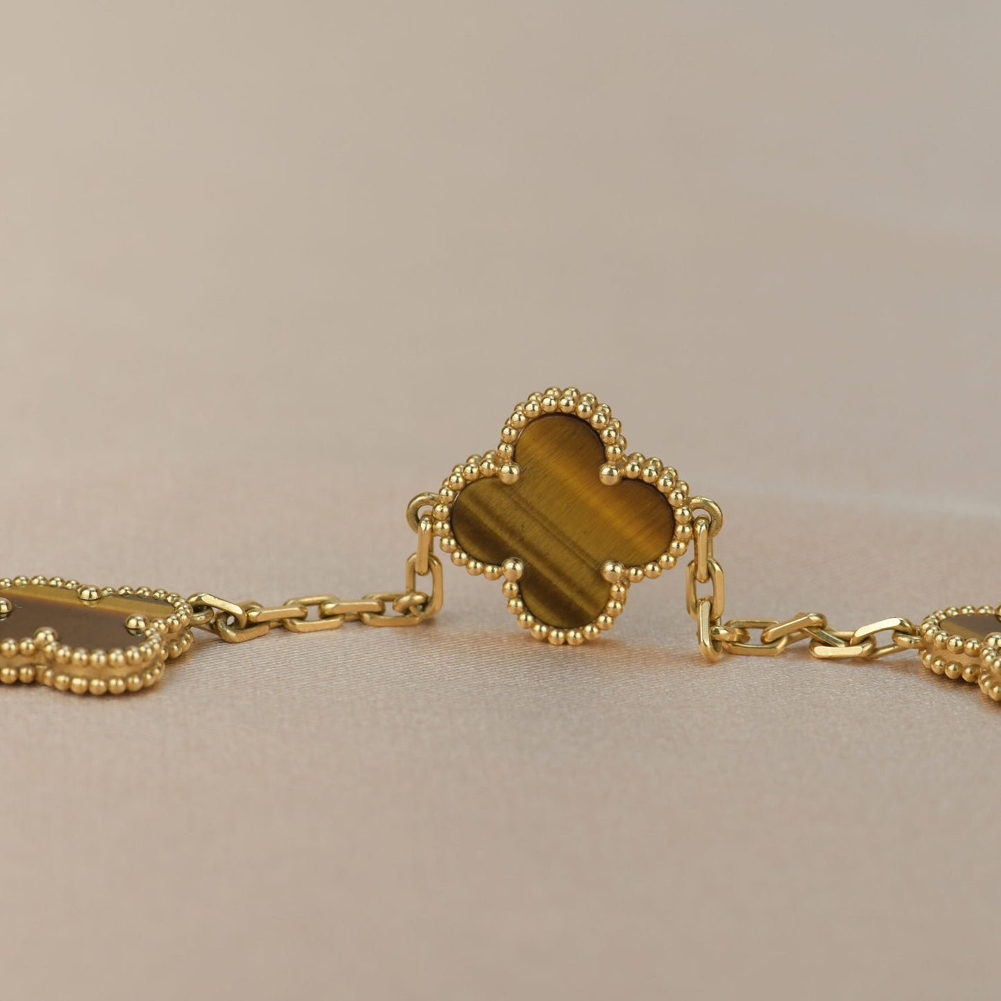 [LORA]CLOVER  5 MOTIFS TIGER EYE BRACELET