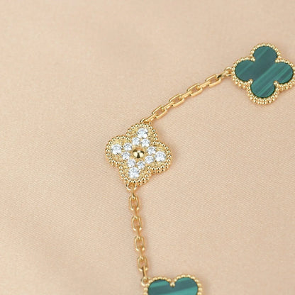 [Lora] CLOVER 5 MOTIF MALACHITE BRACELET COLLECTION