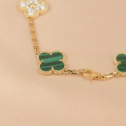 [Lora] CLOVER 5 MOTIF MALACHITE BRACELET COLLECTION