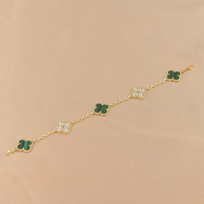[LORA] CLOVER 5 MOTIF MALACHITE BRACELET COLLECTION