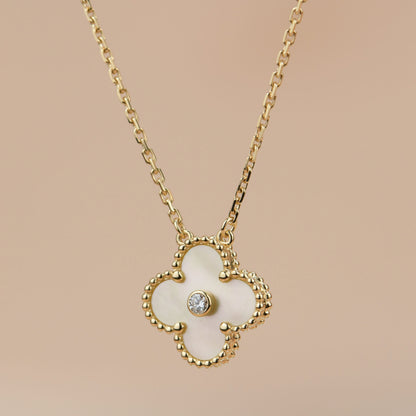 [LORA]CLOVER 15MM DIAMOND GOLD MOTHER OF PEARL NECKLACE