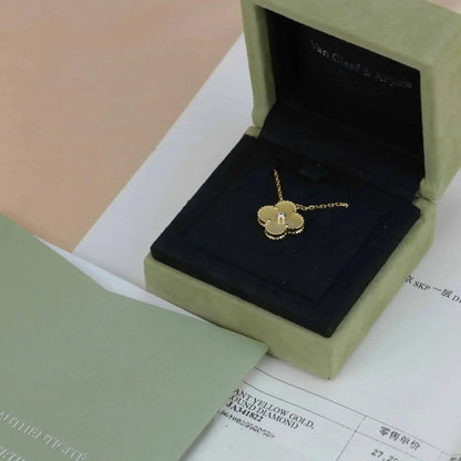 [LORA]CLOVER 15MM DIAMOND GOLD MOTHER OF PEARL NECKLACE