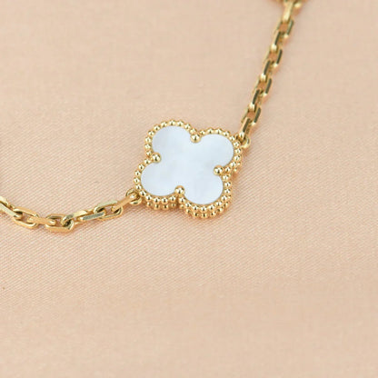 [Lora]CLOVER WHITE PEARL MOP 5 MOTIF BRACELET COLLECTION