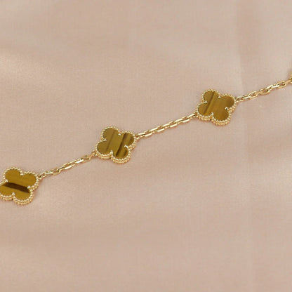 [LORA] CLOVER 5 MOTIFS TIGER EYE BRACELET COLLECTION