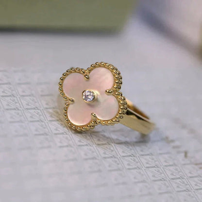 [LORA]CLOVER PINK MOP RING GOLD DIAMOND