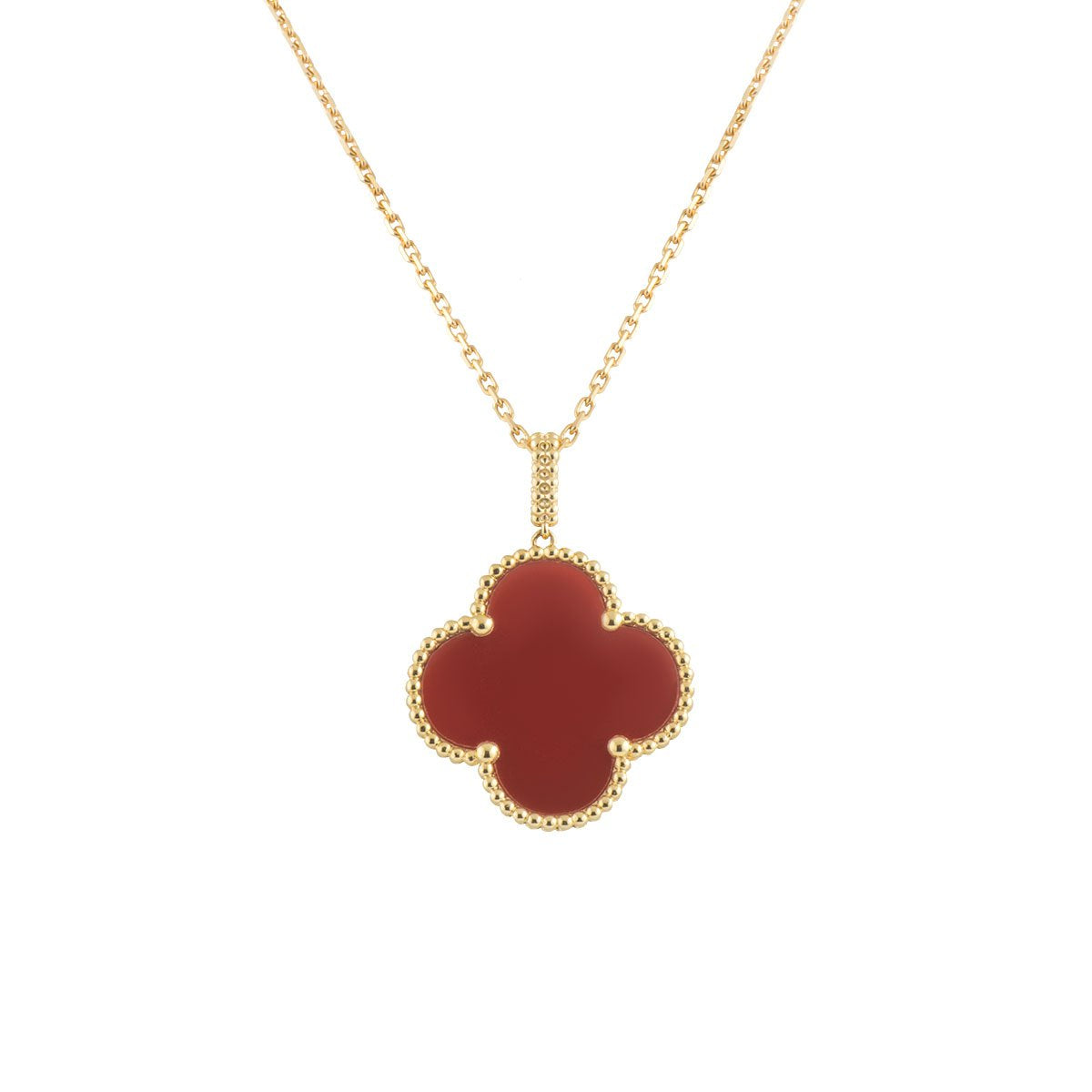 [LORA]CLOVER 25MM NECKLACE GOLD CARNELIAN