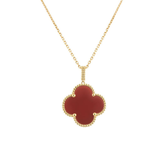 [LORA]CLOVER 25MM NECKLACE GOLD CARNELIAN