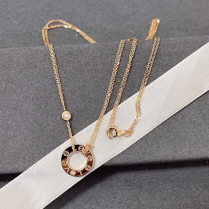 [LORA] LOVE NECKLACE 16MM 2 DIAMONDS