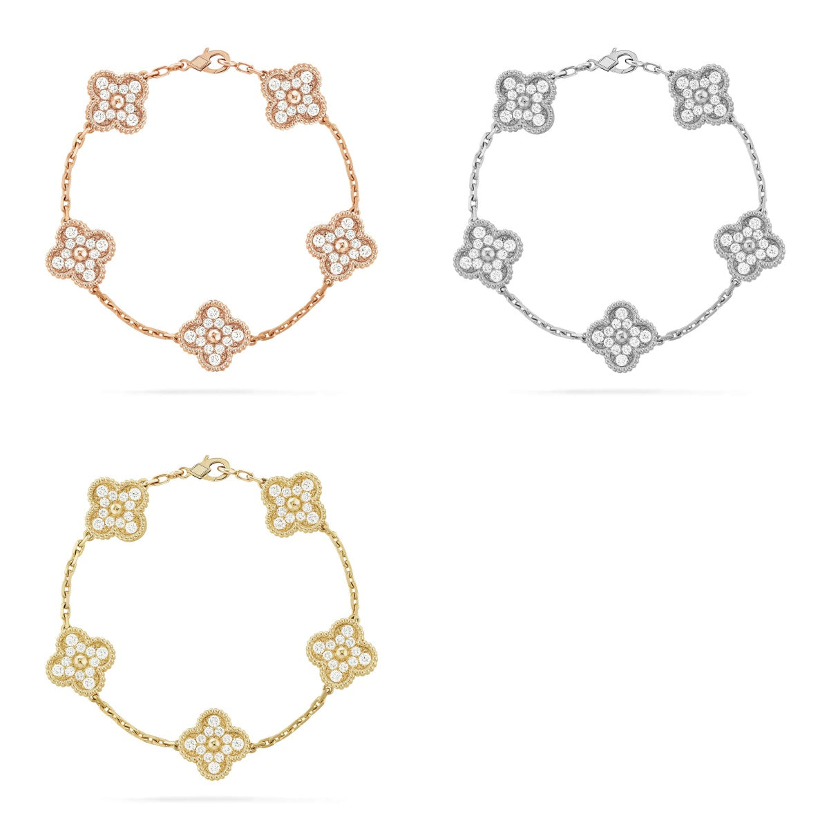 [Lora] CLOVER 5 MOTIF FULL DIAMOND BRACELET COLLECTION