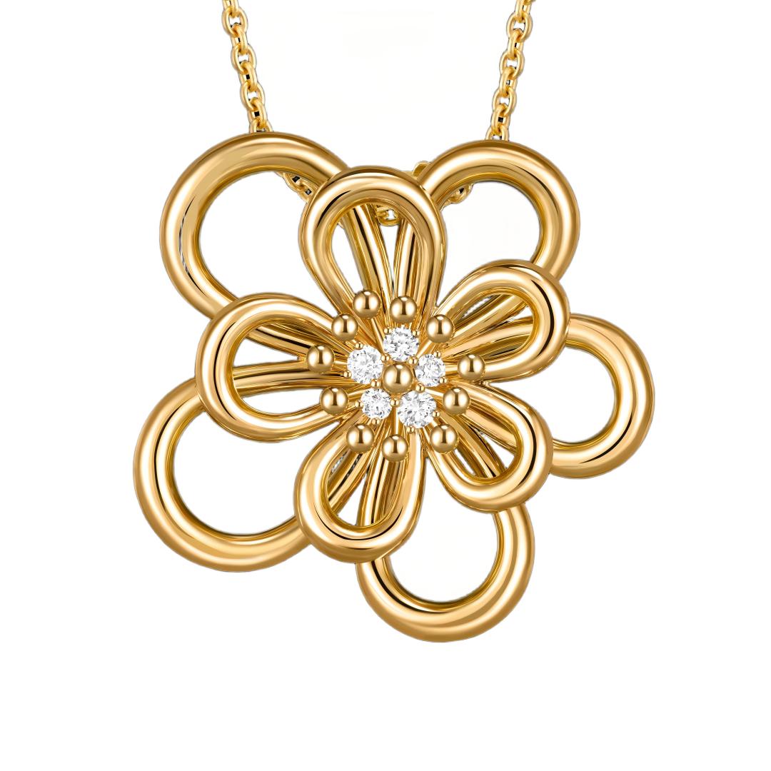 [LORA]FLOWERLACE NECKLACE 5 DIAMONDS
