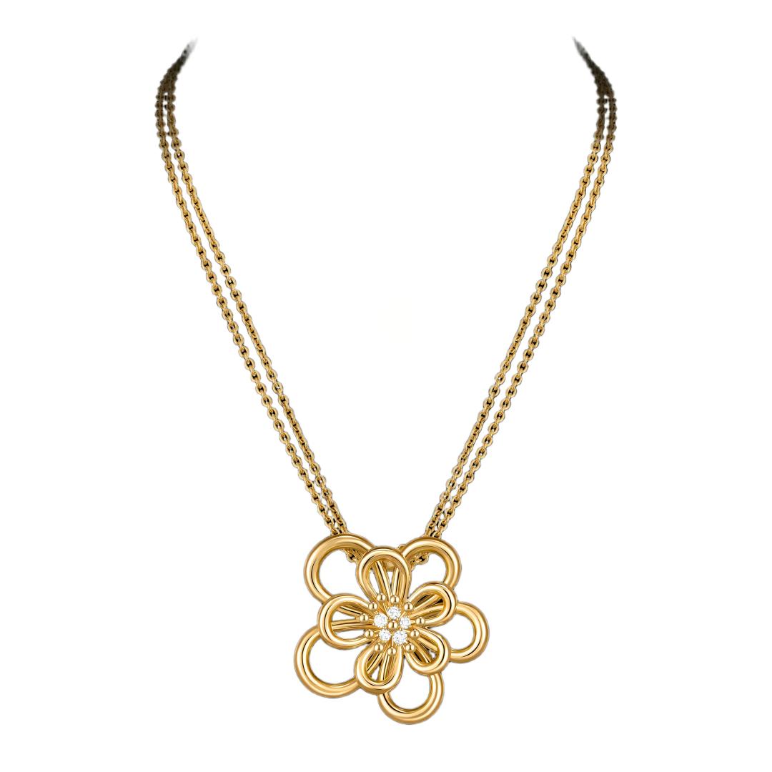 [LORA]FLOWERLACE NECKLACE 5 DIAMONDS