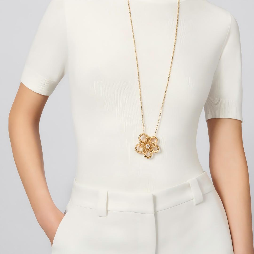 [LORA]FLOWERLACE NECKLACE 5 DIAMONDS