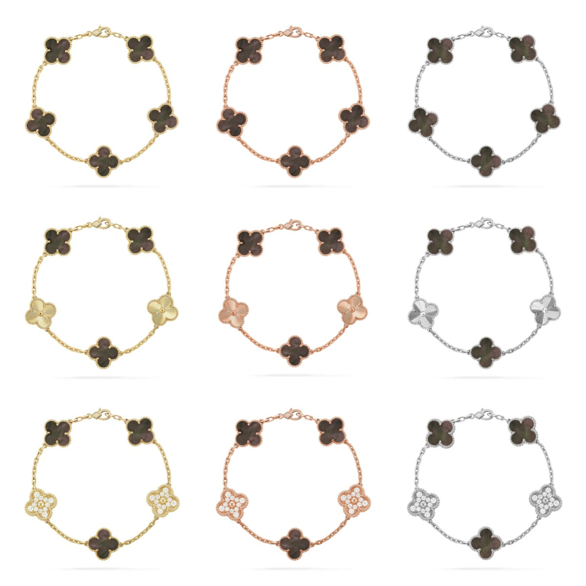 [Lora] CLOVER 5 MOTIF GRAY MOP BRACELET COLLECTION