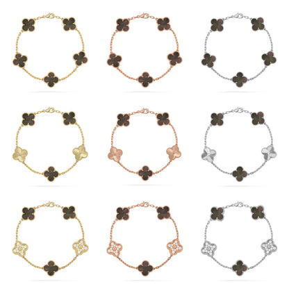 [Lora] CLOVER 5 MOTIF GRAY MOP BRACELET COLLECTION
